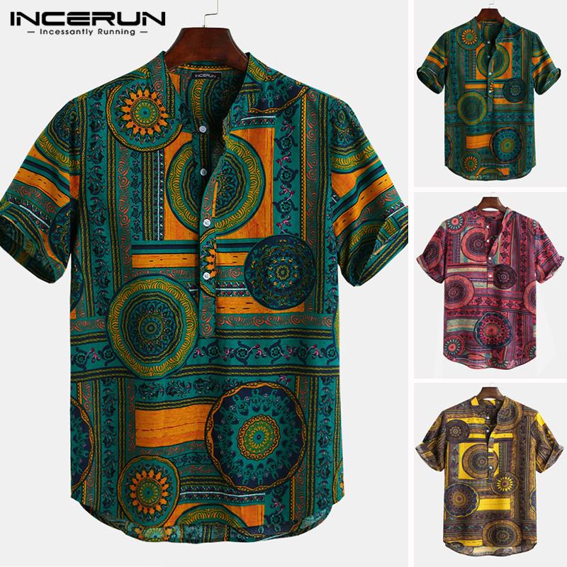 INCERUN Ethnic Style PrintHawaiian Shirts