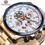 Forsining Rose Golden Case BlueSteel Multifunction  Wrist Watch