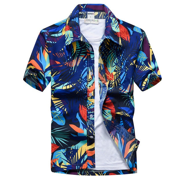 Pink Hawaiian Beach Shirt Men Summer Short Sleeve Palm Tree Print Button Down Aloha Shirts Holiday Party Fit Camisa Hawaiana 5X