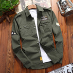 Men's Shirts Cotton Military Shirt Khaki Casual