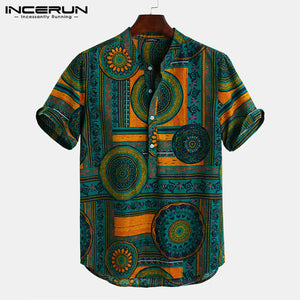 INCERUN Ethnic Style PrintHawaiian Shirts