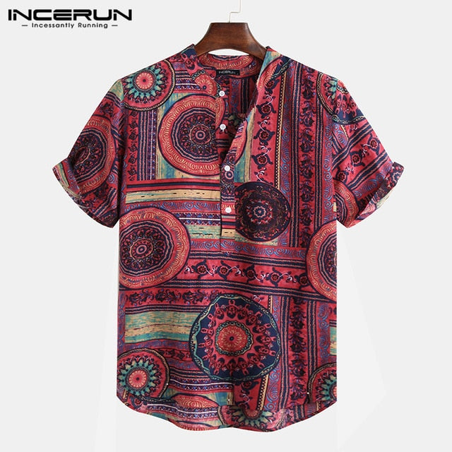 INCERUN Ethnic Style PrintHawaiian Shirts