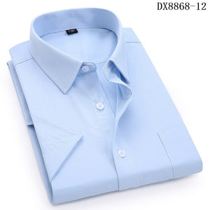 Men's Casual Dress Short Sleeved Shirt Twill White Blue Pink Black Male Slim Fit Shirt For Men Social Shirts 4XL 5XL 6XL 7XL 8XL