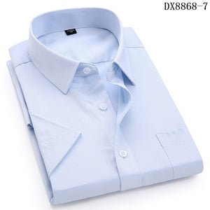 Men's Casual Dress Short Sleeved Shirt Twill White Blue Pink Black Male Slim Fit Shirt For Men Social Shirts 4XL 5XL 6XL 7XL 8XL