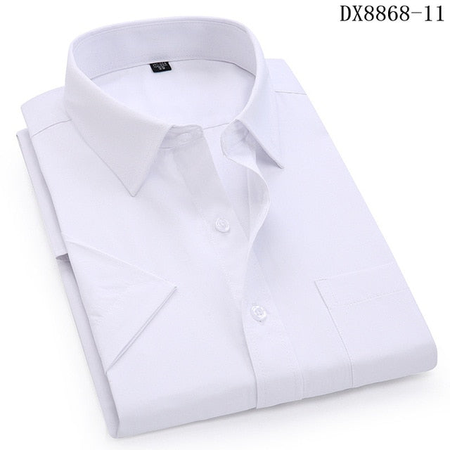 Men's Casual Dress Short Sleeved Shirt Twill White Blue Pink Black Male Slim Fit Shirt For Men Social Shirts 4XL 5XL 6XL 7XL 8XL