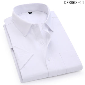 Men's Casual Dress Short Sleeved Shirt Twill White Blue Pink Black Male Slim Fit Shirt For Men Social Shirts 4XL 5XL 6XL 7XL 8XL