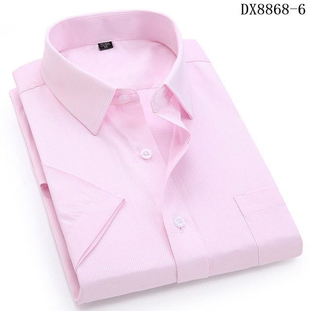 Men's Casual Dress Short Sleeved Shirt Twill White Blue Pink Black Male Slim Fit Shirt For Men Social Shirts 4XL 5XL 6XL 7XL 8XL