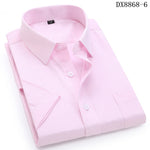 Men's Casual Dress Short Sleeved Shirt Twill White Blue Pink Black Male Slim Fit Shirt For Men Social Shirts 4XL 5XL 6XL 7XL 8XL