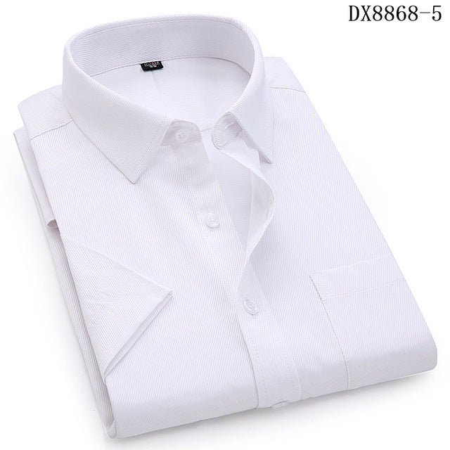 Men's Casual Dress Short Sleeved Shirt Twill White Blue Pink Black Male Slim Fit Shirt For Men Social Shirts 4XL 5XL 6XL 7XL 8XL