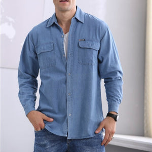 new spring and autumn men's soil slim long-sleeve denim shirt