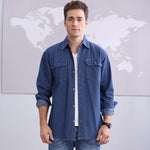 new spring and autumn men's soil slim long-sleeve denim shirt