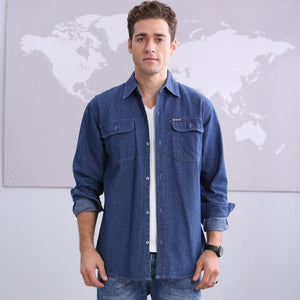 new spring and autumn men's soil slim long-sleeve denim shirt