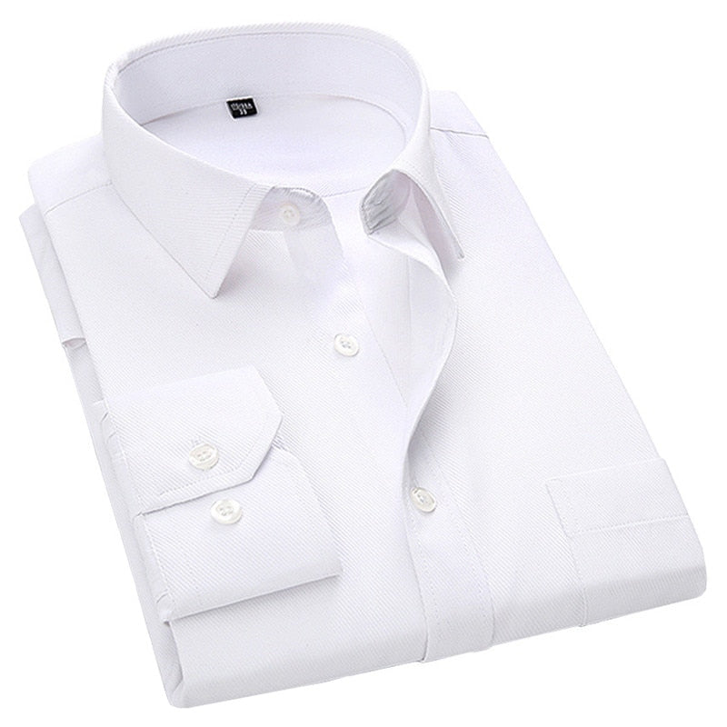 Large Size Men's Business Casual Long Sleeved Shirt