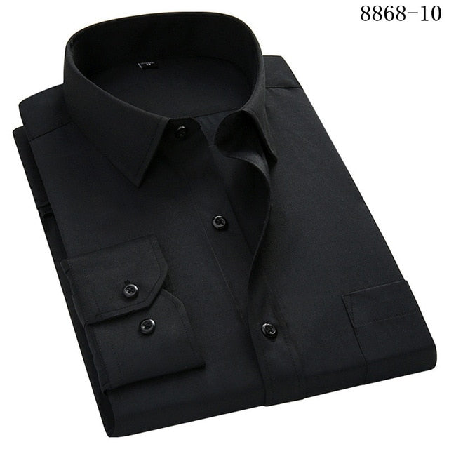 Large Size Men's Business Casual Long Sleeved Shirt