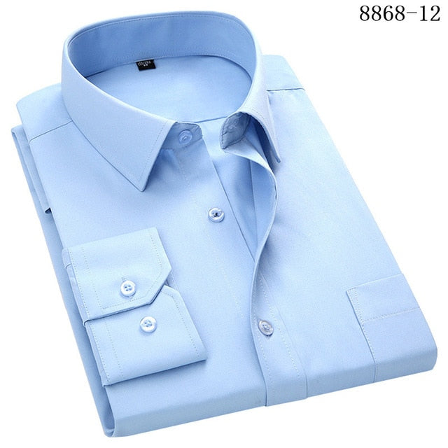 Large Size Men's Business Casual Long Sleeved Shirt