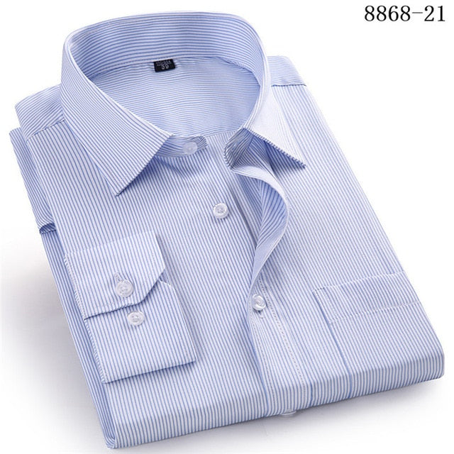 Large Size Men's Business Casual Long Sleeved Shirt