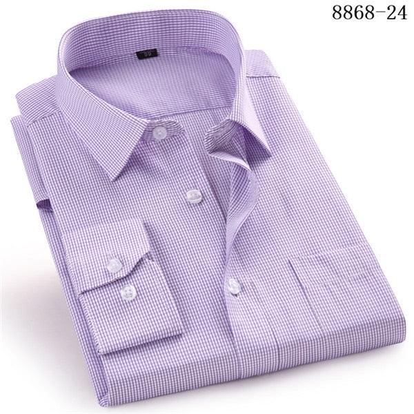 Large Size Men's Business Casual Long Sleeved Shirt