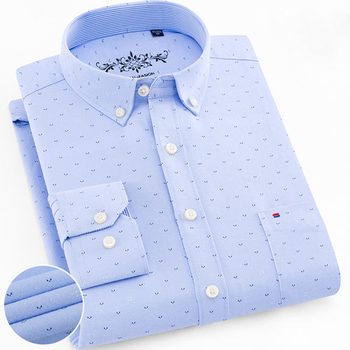 Men's Long Sleeve Solid Oxford Casual Shirt