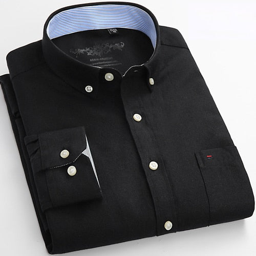 Men's Long Sleeve Solid Oxford Casual Shirt