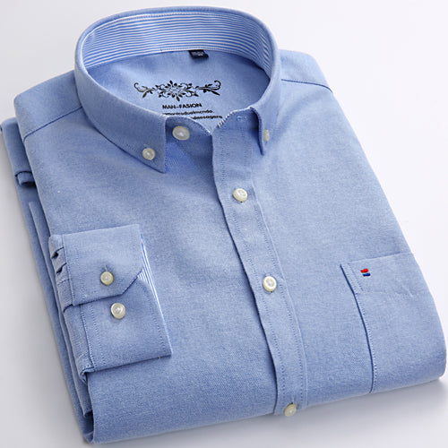 Men's Long Sleeve Solid Oxford Casual Shirt