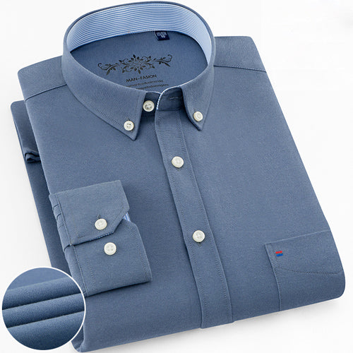 Men's Long Sleeve Solid Oxford Casual Shirt