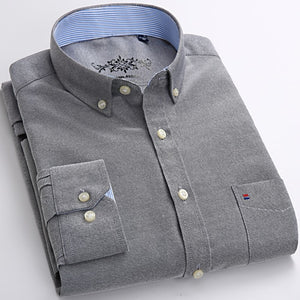 Men's Long Sleeve Solid Oxford Casual Shirt