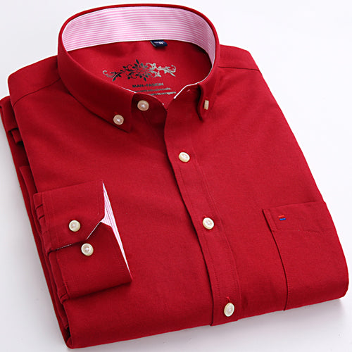 Men's Long Sleeve Solid Oxford Casual Shirt