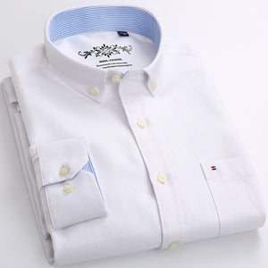 Men's Long Sleeve Solid Oxford Casual Shirt