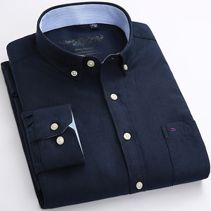 Men's Long Sleeve Solid Oxford Casual Shirt